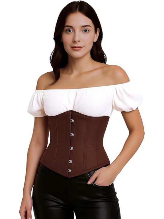 Corset Marrón para Mujer – Top de Disfraz Elegante de Princesas y Marquesas