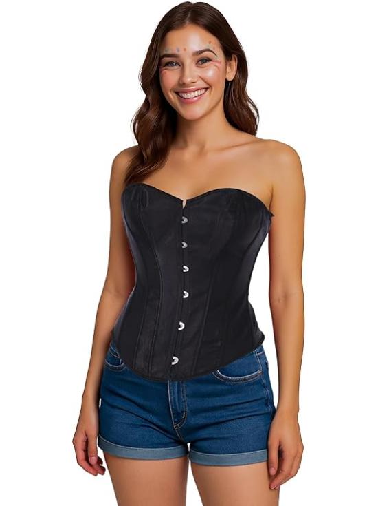 Corset Negro de Mujer – Accesorio de Disfraz para Carnaval, Princesas y Fiestas Elegantes