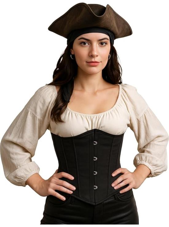 Corset Negro para Mujer – Top de Disfraz Elegante de Princesas y Marquesas