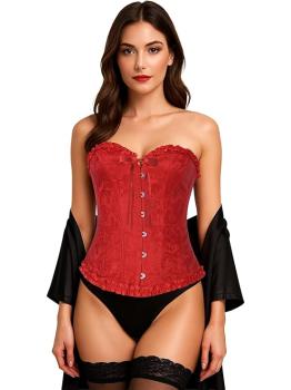 Corset Rojo con Encaje para Mujer – Accesorio de Disfraz para Carnaval, Princesas y Fiestas Elegantes