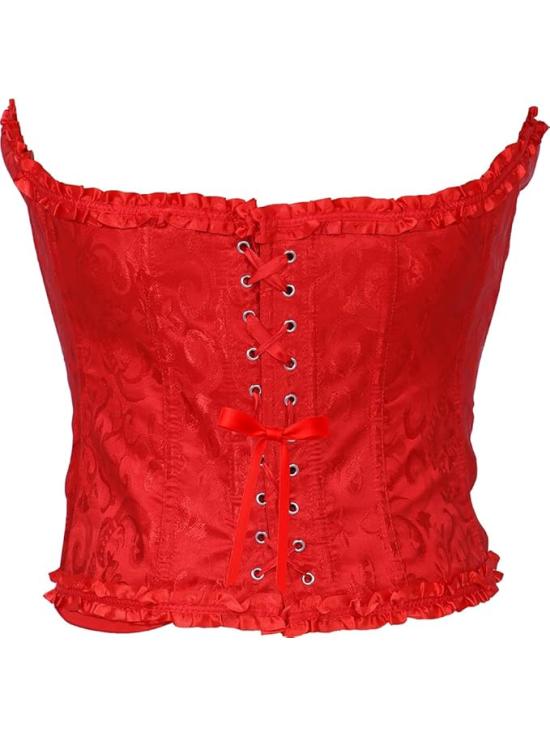 Corset Rojo con Encaje para Mujer – Accesorio de Disfraz para Carnaval, Princesas y Fiestas Elegantes