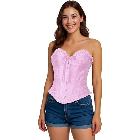 Corset Rosa de Mujer – Top de Disfraz para Princesas, Marquesas y Fiestas de Carnaval