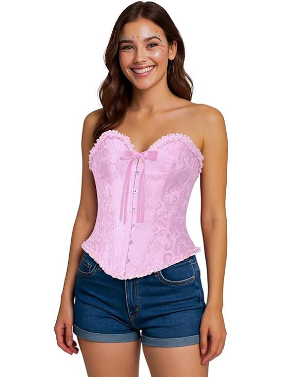 Corset Rosa de Mujer – Top de Disfraz para Princesas, Marquesas y Fiestas de Carnaval