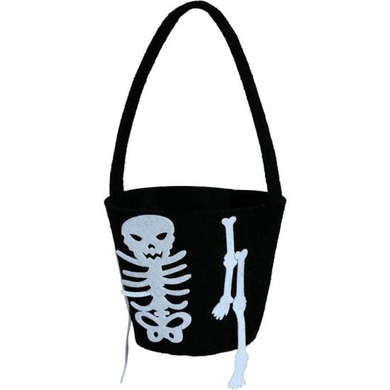 Cubo de Fieltro para Truco o Trato y Decoración de Halloween (Varias Medidas) - Ideal para Fiestas de Disfraces y Celebraciones