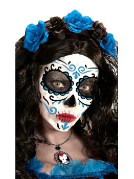 Decoración Adhesiva Dia de los Muertos Catrina con Glitter Azul