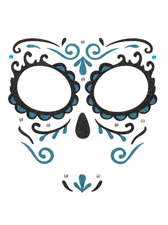 Decoración Adhesiva Dia de los Muertos Catrina con Glitter Azul