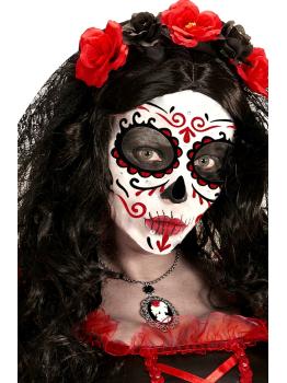 Decoración Adhesiva Dia de los Muertos Catrina con Glitter en Rojo