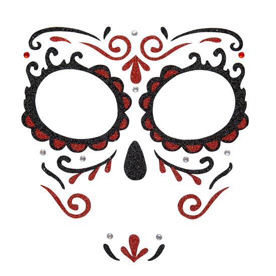 Decoración Adhesiva Dia de los Muertos Catrina con Glitter en Rojo