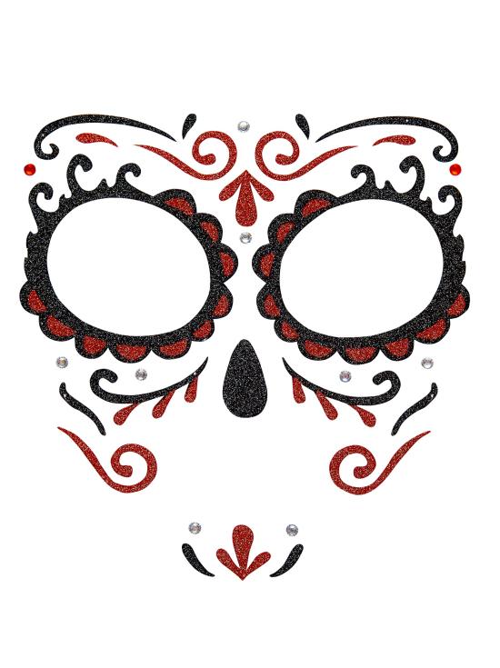 Decoración Adhesiva Dia de los Muertos Catrina con Glitter en Rojo