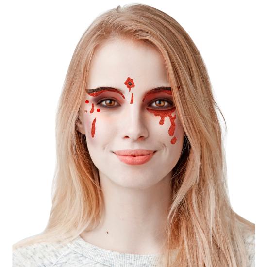 Decoración Cara Gotas de sangre Glitter