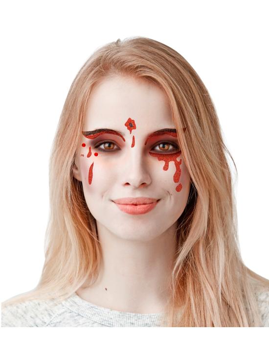 Decoración Cara Gotas de sangre Glitter