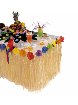 Decoración Mesa Flores Hibisco Hawaianas Lujo  275 x 75 cms