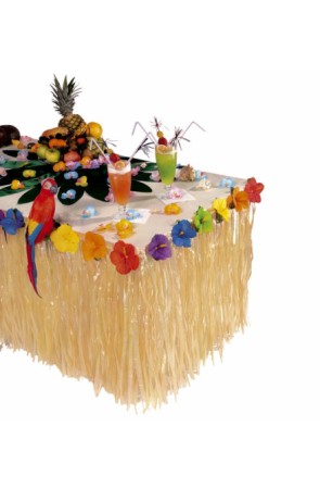 Decoración Mesa Flores Hibisco Hawaianas Lujo  275 x 75 cms