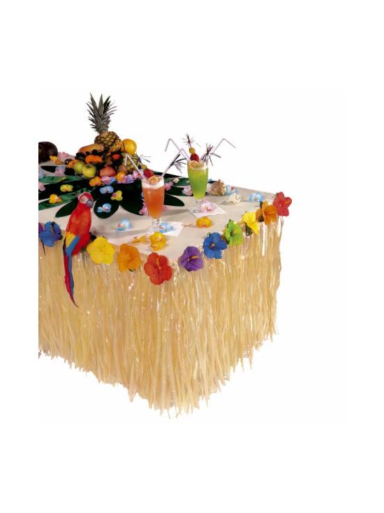Decoración Mesa Flores Hibisco Hawaianas Lujo  275 x 75 cms