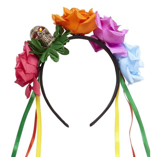 Diadema de 5 Rosas con Calavera Diadema de 5 Rosas con Calavera