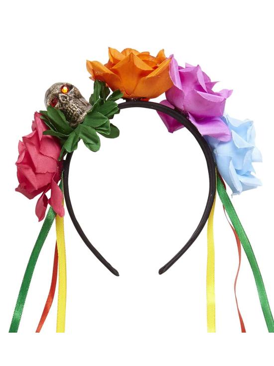 Diadema de 5 Rosas con Calavera