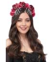 Diadema con rosas rojas y esqueletos