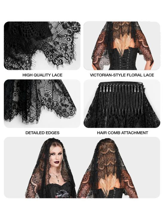 Diadema con Velo Negro – Accesorio de Disfraz para Halloween y Fiestas de Terror
