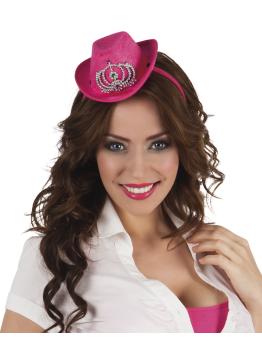 Diadema Sombrero vaquero rosa Reinas de la Noche