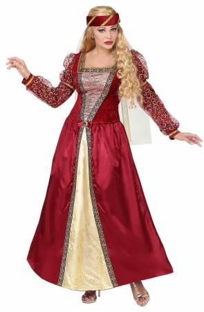 Disfraz  Dama Medieval Roja lujo adulta