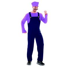 Disfraz  Fontanero Mario Bros Waluigi adulto