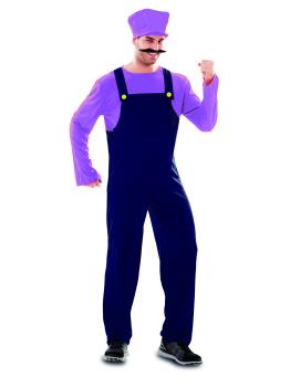 Disfraz  Fontanero Mario Bros Waluigi adulto