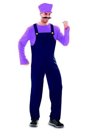 Disfraz  Fontanero Mario Bros Waluigi adulto