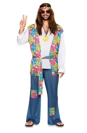 Disfraz  Hippie Flores para adulto Talla T-4