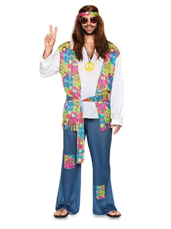 Disfraz  Hippie Flores para adulto Talla T-4