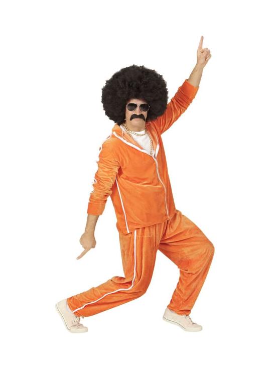 Disfraz Años 80 Chandal Terciopelo Naranja para adulto