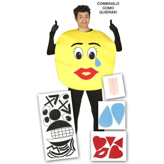 Disfraz adulto Emoticono Mix Caras Unisex Disfraz adulto Emoticono Mix Caras Unisex