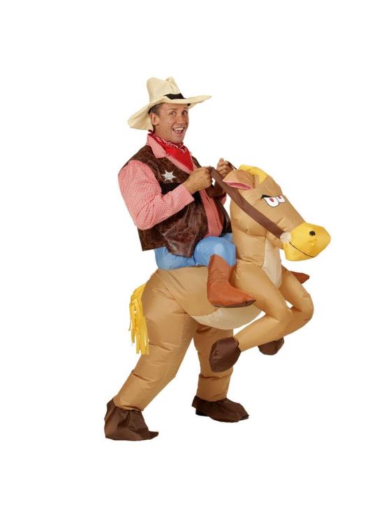 Disfraz Adulto Vaquero con Caballo Hinchable talla única