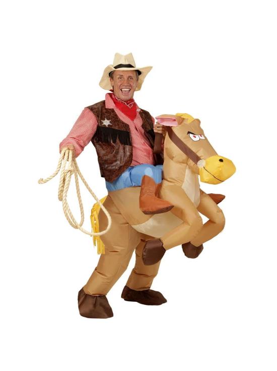 Disfraz Adulto Vaquero con Caballo Hinchable talla única