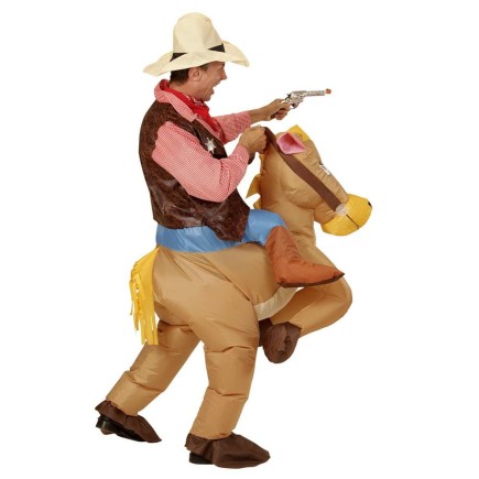 Disfraz Adulto Vaquero con Caballo Hinchable talla única