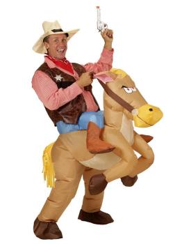Disfraz Adulto Vaquero con Caballo Hinchable talla única