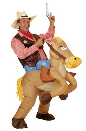 Disfraz Adulto Vaquero con Caballo Hinchable talla única