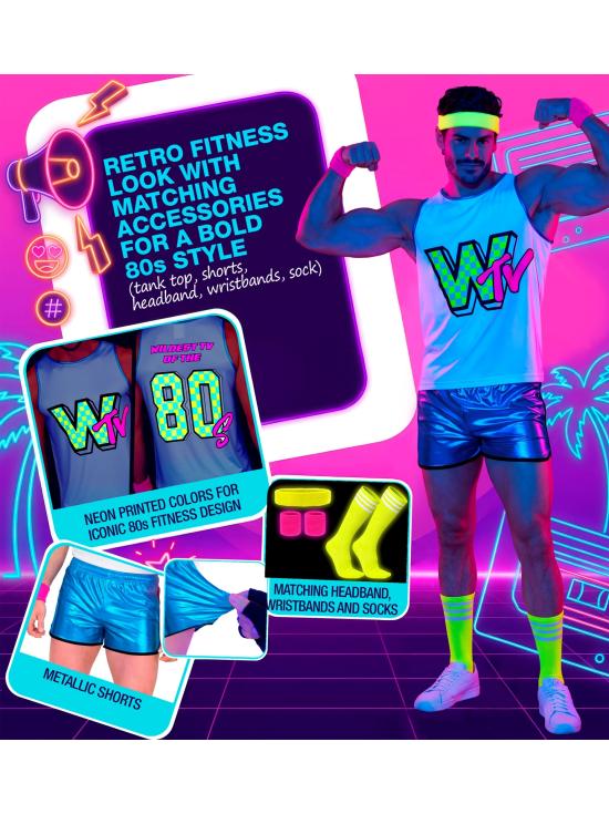 Disfraz Aeróbic Años 80 Hombre Fluor oscuridad