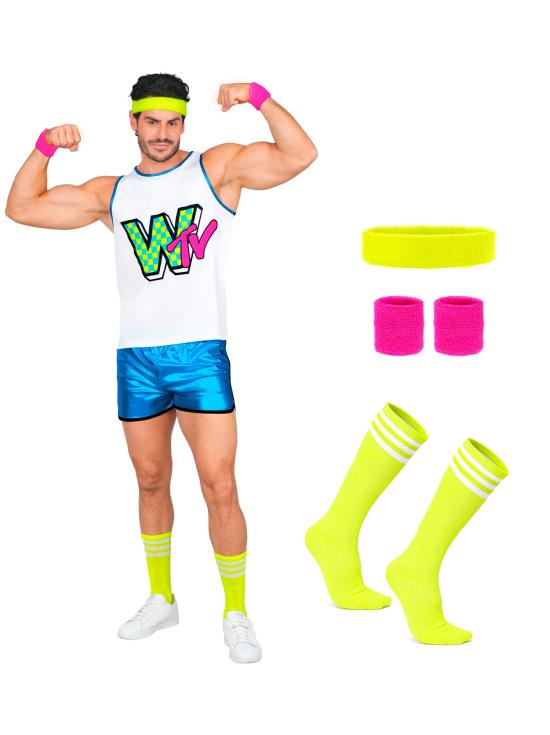 Disfraz Aeróbic Años 80 Hombre Fluor oscuridad