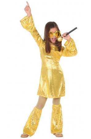 Disfraz Años 70 Disco Oro para Niña