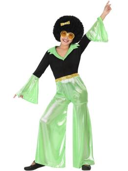 Disfraz Años 70 Disco Verde Niña.