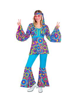Disfraz Años 70 Groovy Azul Mujer