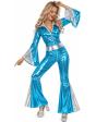 Disfraz Años 70 Mujer Azul Disco ABBA con Cinturón