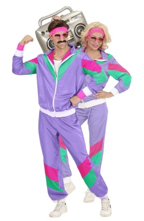 Disfraz Años 80 Chandal Morado Unisex Adultos