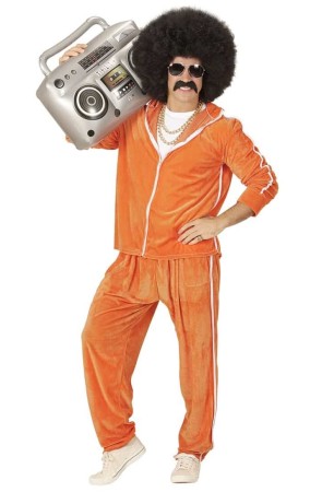 Disfraz Años 80 Chandal Terciopelo Naranja para adulto