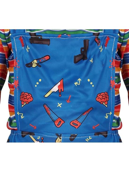 Disfraz Bad Toy Infantil - Camiseta y Peto para Niños - Disfraces de Juguete Malvado para Halloween, Carnaval y Fiestas de Disfraces - Ideal para Chicos - Azul y Multicolor