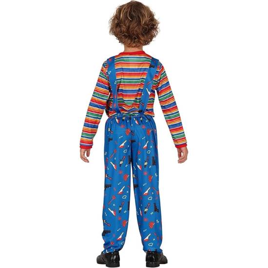 Disfraz Bad Toy Infantil - Camiseta y Peto para Niños - Disfraces de Juguete Malvado para Halloween, Carnaval y Fiestas de Disfraces - Ideal para Chicos - Azul y Multicolor