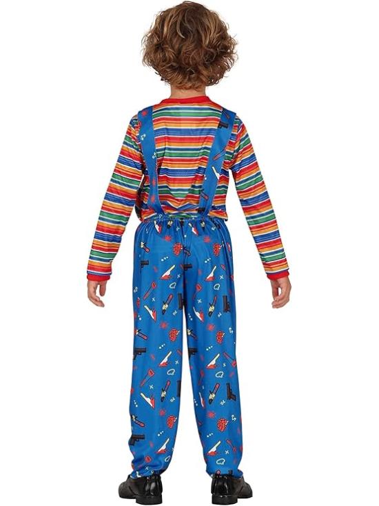 Disfraz Bad Toy Infantil - Camiseta y Peto para Niños - Disfraces de Juguete Malvado para Halloween, Carnaval y Fiestas de Disfraces - Ideal para Chicos - Azul y Multicolor