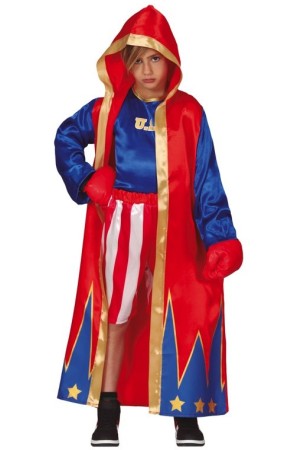 Disfraz Boxeador Rocky Rojo para niño ^