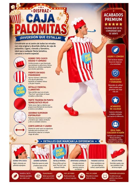 Disfraz Caja de Palomitas para Hombre