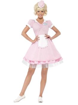 Disfraz Camarera  Retro PInk.adulta